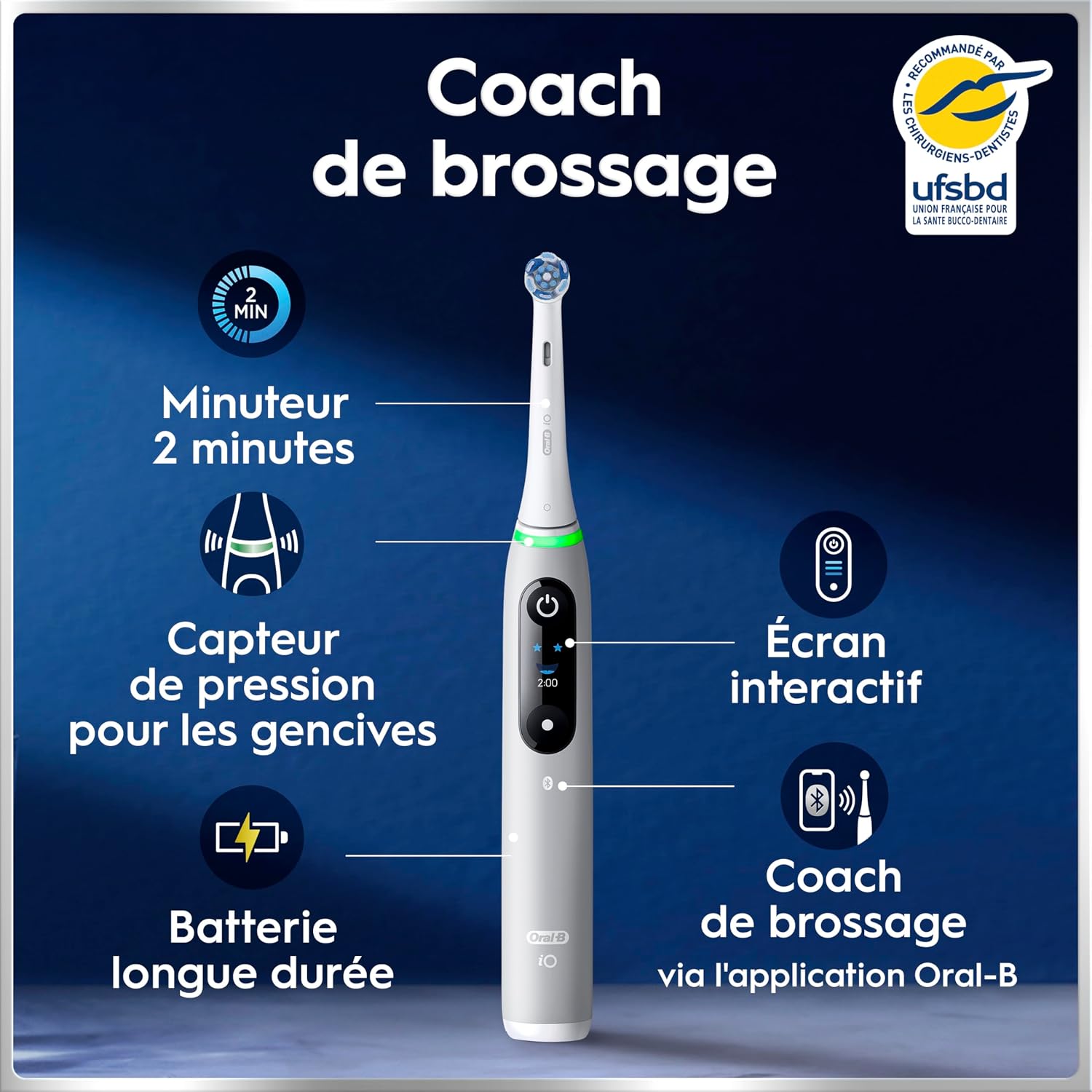 Oral-B Brosse à Dents Electrique iO 6, 3 Brossettes de Rechange, Grise