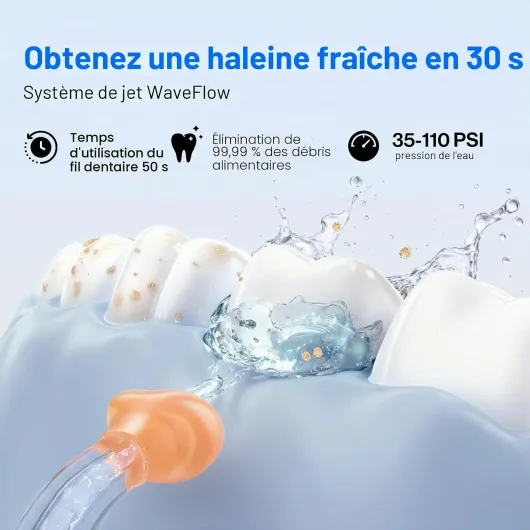 C10 Jet Dentaire Hydropulseur portable – 95 jours d'autonomie Bleu