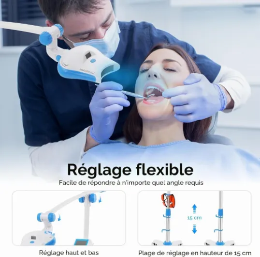 Dentaire Lampe LED Dental Blanchiment Lampe Réglable en Hauteur Avec écran Tactile LCD et Lunettes Blanchir Dents Machine,Pour Hôpital, Dentisterie