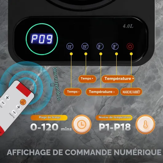 Portatif Sauna à Vapeur 4L, pour 1.5m³ Tente de Sauna 4L Écran Tactile