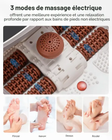 Bain de Pied, Massage Pieds avec Chauffe, Foot Spa, Brun