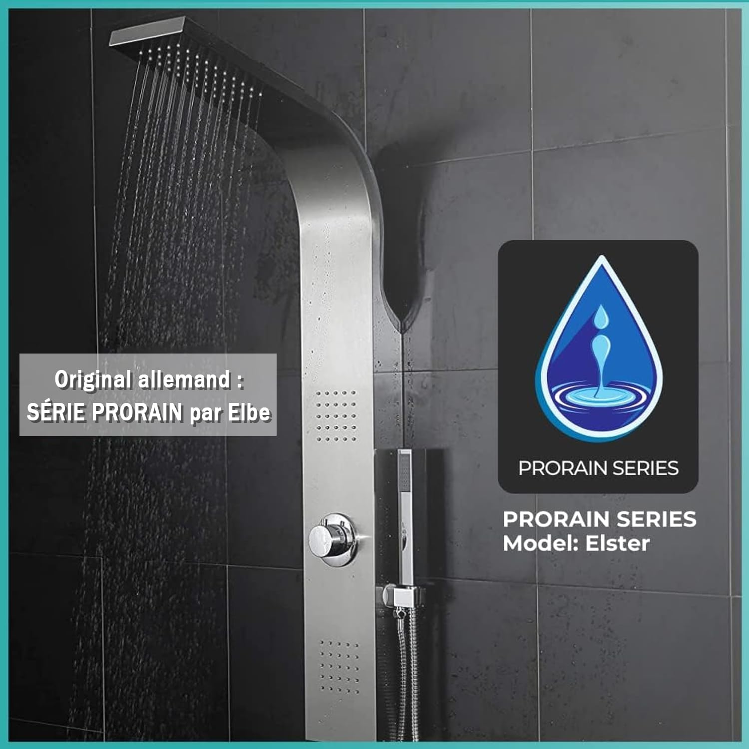 Panneau Colonne de Douche en Acier Inox 304 avec Hydromassage, Panneau de Douche Multifonctionnel Pour la Salle de Bains Sans Mitigeur, Argent