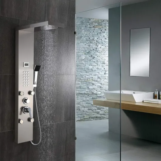 Panneau de douche en acier inoxydable avec robinetterie, 3 modes de sortie d'eau, douche complet avec affichage de la température LCD, système de douche, panneau de douche de