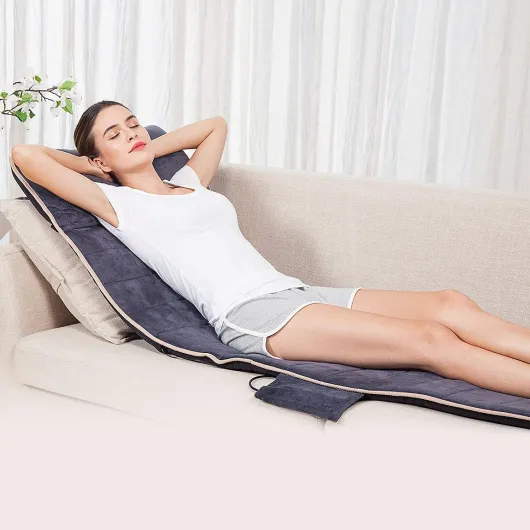 Matelas Massant Chauffant avec 10 Moteurs Vibrants - 4 Coussins Chauffants de Thérapie, Masseur pour tout le corp Relaxation Musculaires Cadeau Noël Homme Femme Noir