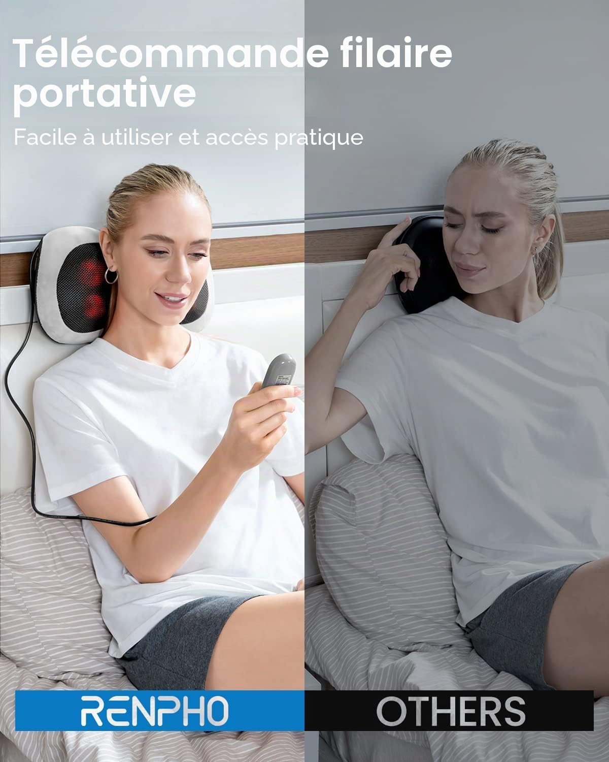 Massage Dos, Coussin Massant, Coussin Massage, Shiatsu Masseur Cou Blanc