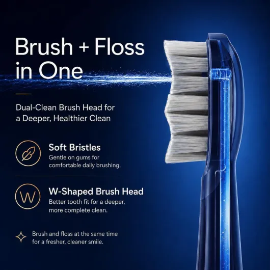 Brosse à dents électrique Pro tout-en-un Sonic avec hydropulseur – Vibration 60°, 5 têtes de brosse, 3 modes, batterie de 30 jours, pour soins des dents sensibles et des appareils dentaires – Bleu