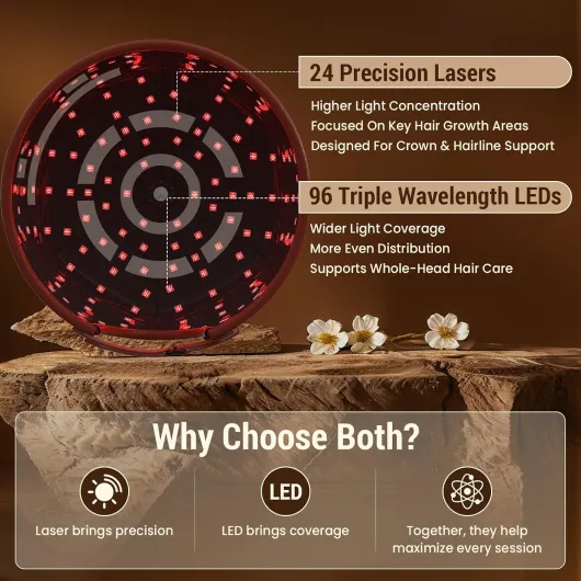 Casquette Laser Repousse Cheveux avec 24 Lasers et 288 LED marron