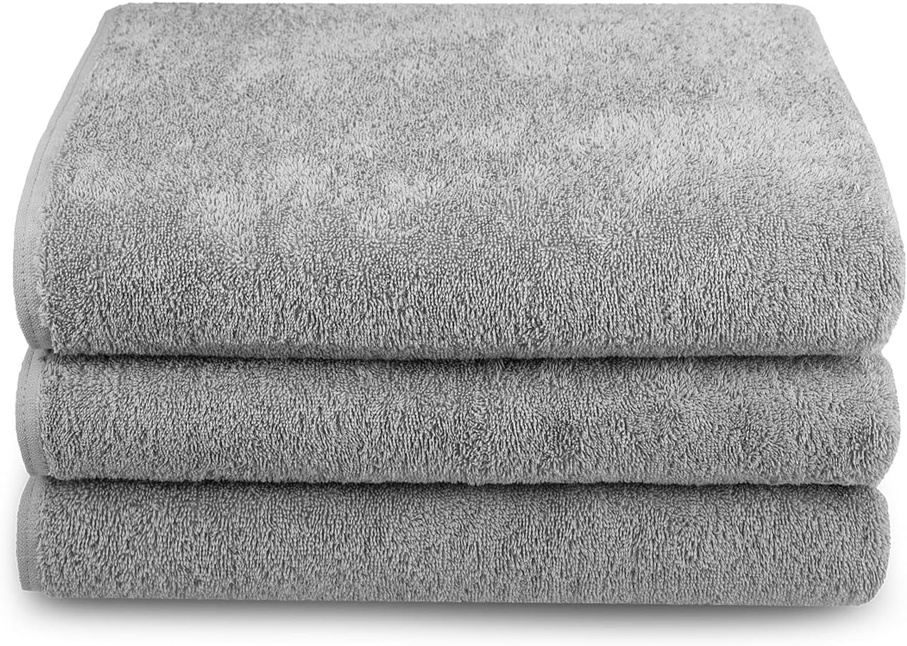 Lot De 3 Serviettes en Coton 100 X 200 Cm Wellness Spa Sauna Serviette De Bain Serviette Éponge Professionnelle 100% Coton Serviette De Table De Massage De Soleil (Gris) Gris 450 G/M2 Lot de 3 100x200 cm