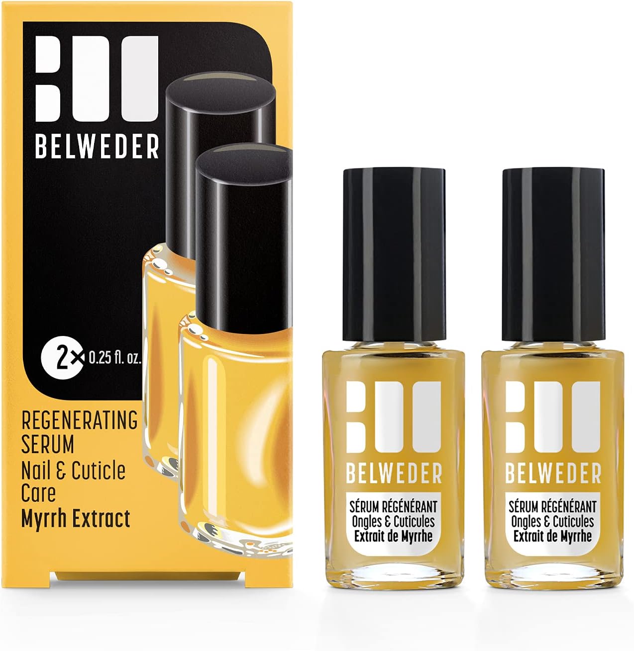 Sérum Régénérant pour Ongles et Cuticules à l’Extrait de Myrrhe 2 x 7,5ml - Soin Ongles Abîmés - Stimule la Régénération Après Faux-Ongles - Renforce et Répare 2 x Sérum à l’Extrait de Myrrhe