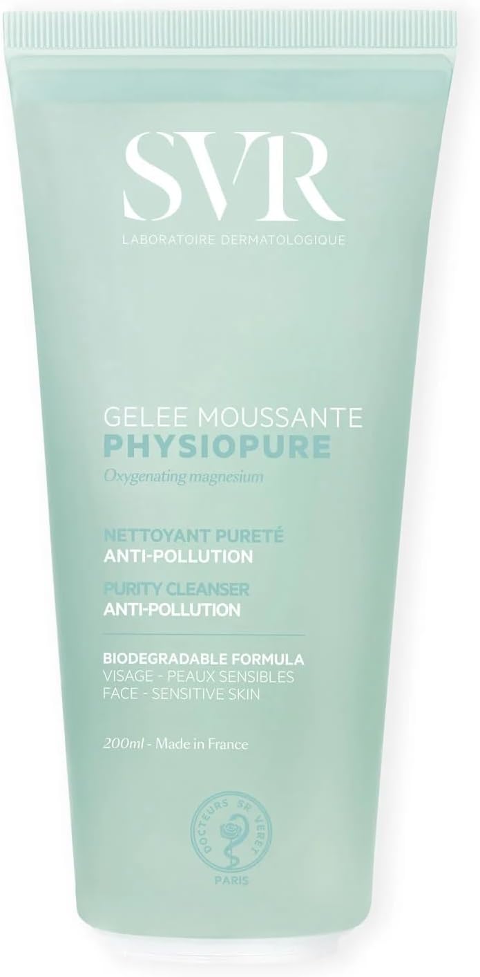 Gelée Moussante Visage Physiopure - Soin Nettoyant Pureté Douceur - Anti-pollution - Pour les Peaux Sensibles - Formule Bioégradable - 200 ml Nouvelle formule de 200 ml