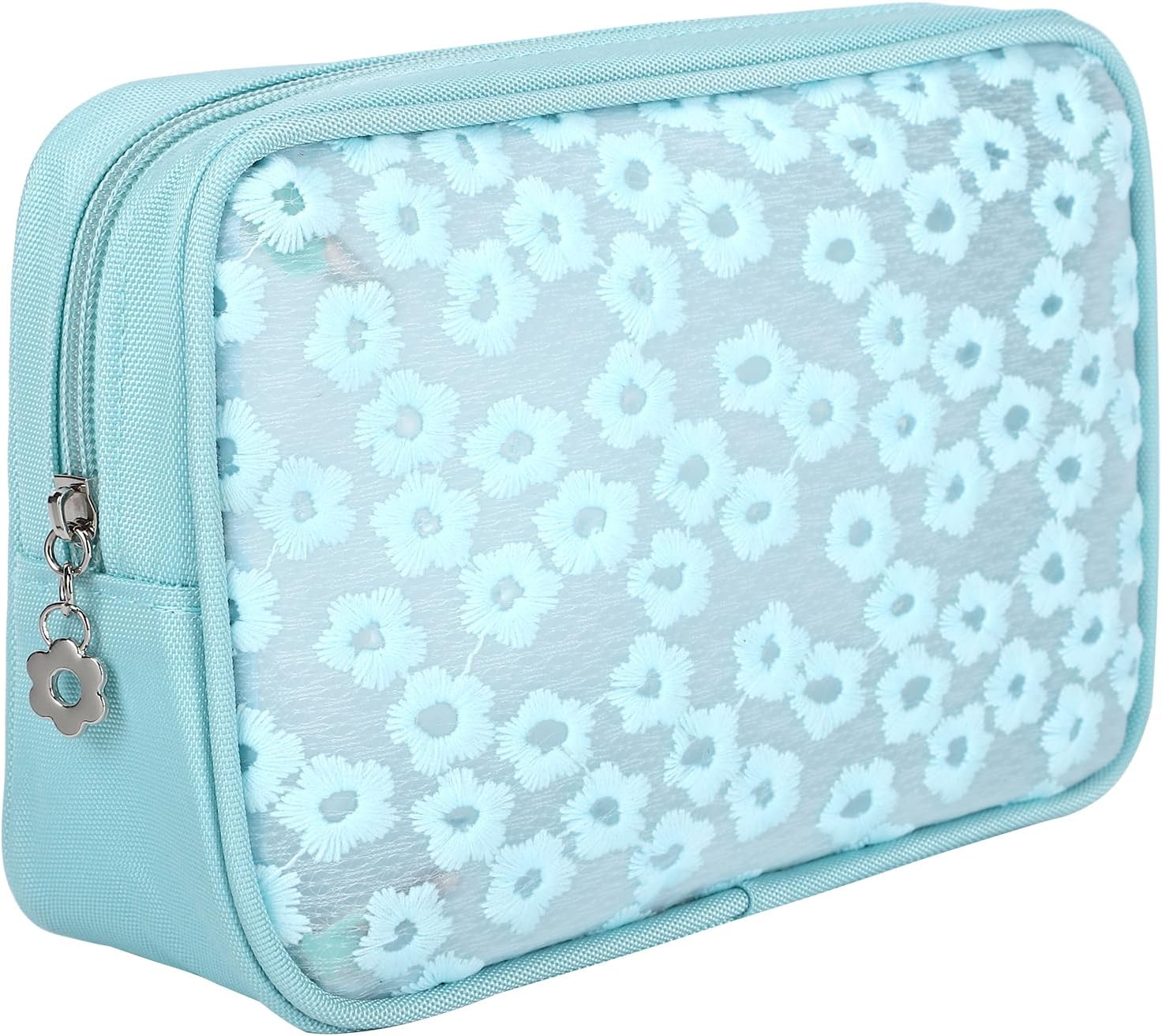 Trousse de Toilette Transparent Sac cosmétique TSA avec Fermeture éclair, Sac de Rangement Portable pour Les Voyages et la Maison, Sac cosmétique Fille Vert, Idéal pour Les Bagages à Main
