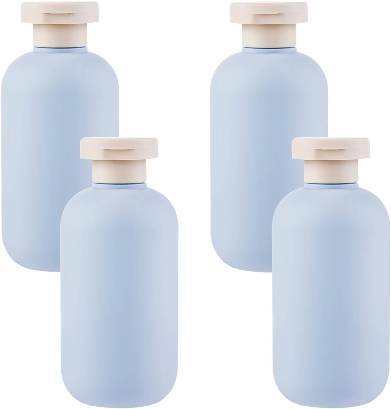 4 Pièces Bouteilles de Lotion à Presser avec Bouchon à Rabat, 200ml Étanches Bouteille de Voyage, Rechargeables Bouteilles de Voyage, Portable Vide de Voyage Bouteilles pour Crèmes (Bleu)