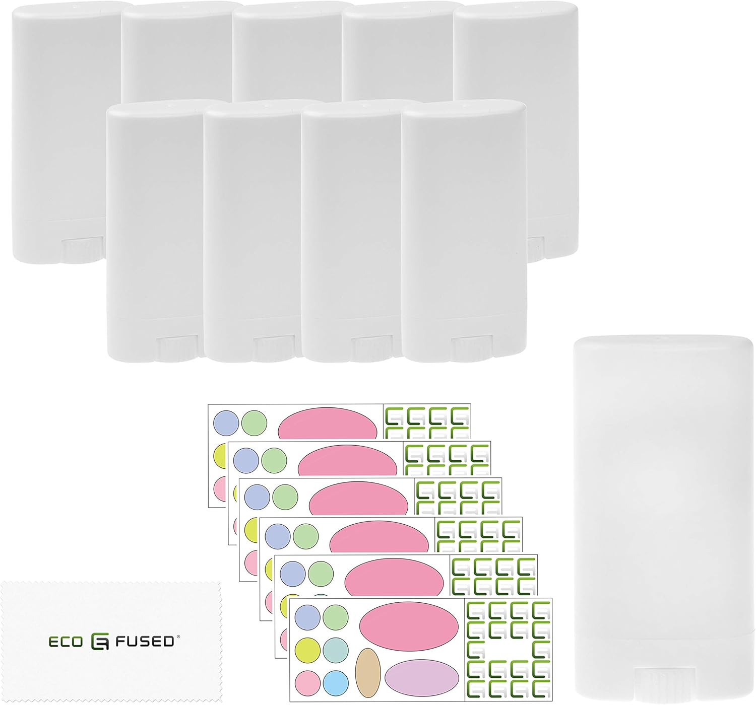 Récipients désodorisants Paquet de 10 - Blanc - 15 ML - 60 Autocollants inscriptibles - Mécanisme de Torsion - Contenants de cosmétiques Rechargeables pour désodorisant Fait Maison