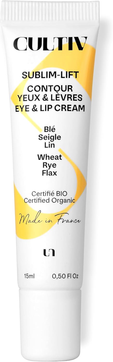 Cosmetique - Contour yeux & lèvres 15ml - Réduit les rides et les poches - Acide hyaluronique - Sans parfum, Texture soyeuse et non grasse - 99% Ingrédients Naturels - Bio et Vegan