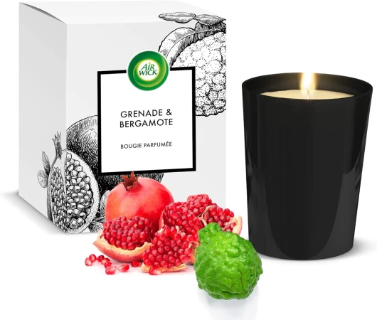 Bougie Parfumée Grenade et Bergamote - Jusqu’à 40h de Combustion - 1 Unité Bougie Decorative