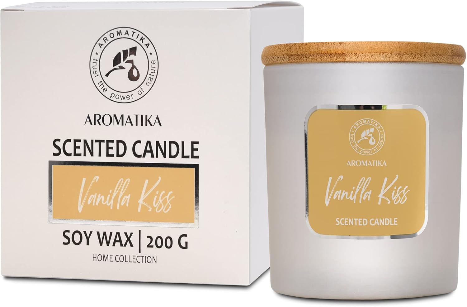 Bougie Parfumée le Baisier à la Vanille - Bougie Aromathérapie de Cire de Soja à Extrait Naturel de Vanille - Bougie Luxe et Sensuelle - Temps de Combustion Jusqu'à 45 Heures