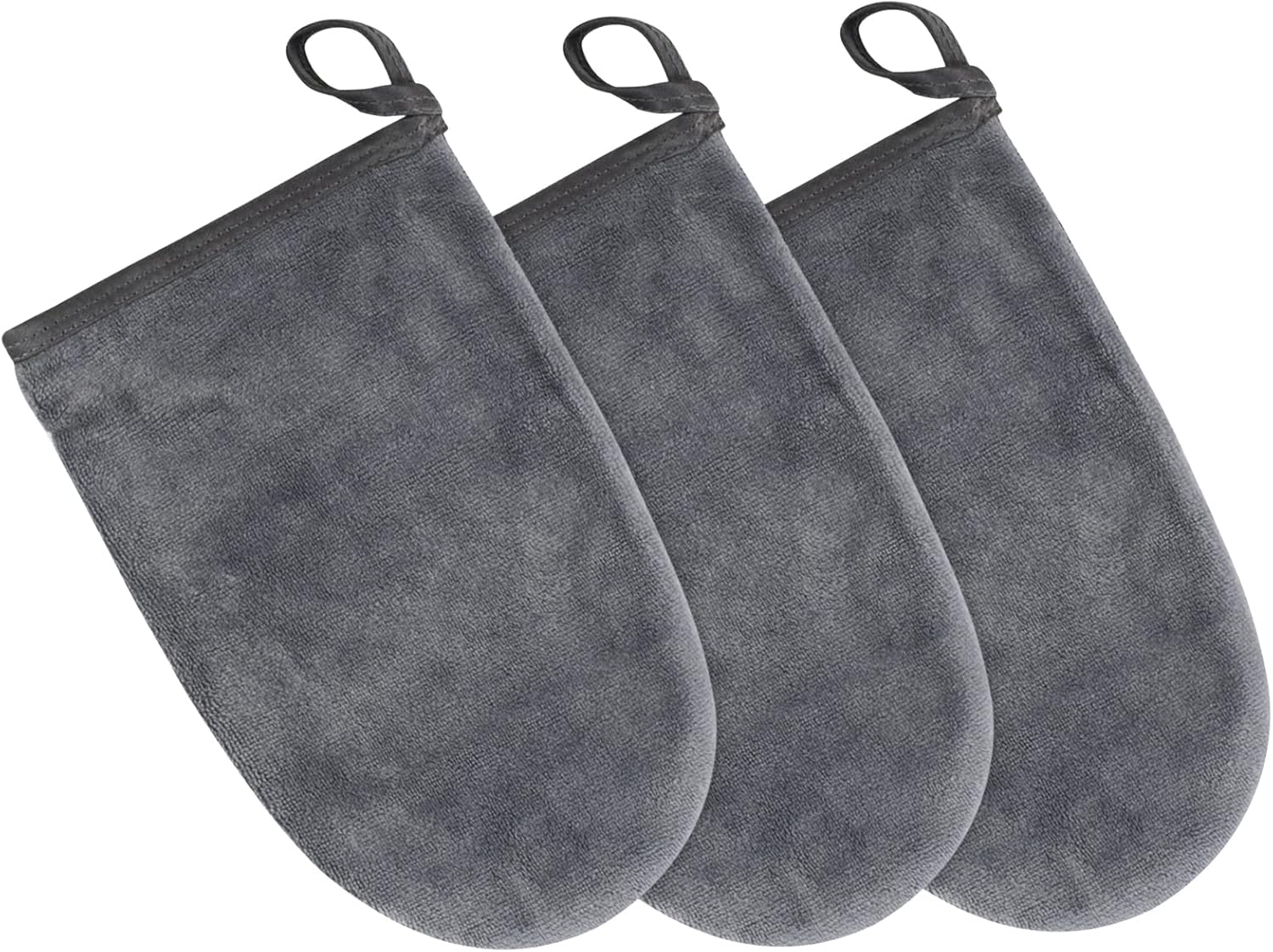 Gant Démaquillant visage Lavable Microfibre Réutilisable, lingette demaquillante chiffon demaquillant lavable serviette de toilette 13cm x 20cm 3 pièces Gris