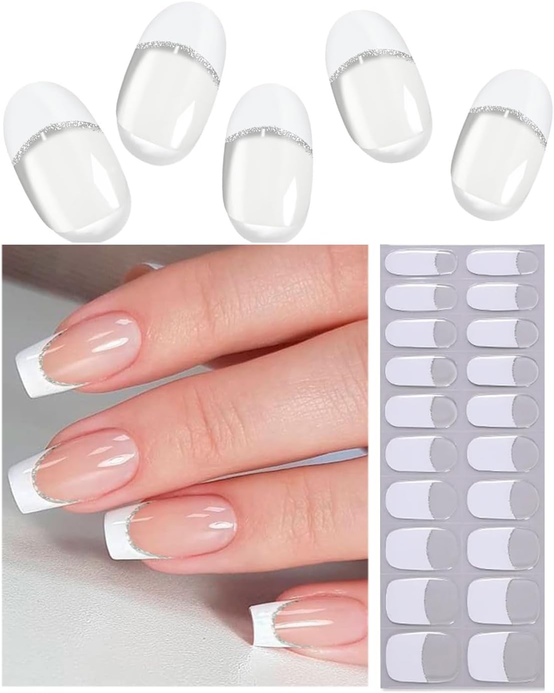 Wahrshei Vernis Autocollant UV - Autocollant Ongle Gel UV - 20pcs Film pour Ongles Autoadhésif - Gel Nail Stickers, Autocollants et Pochoirs Pour Nail Art