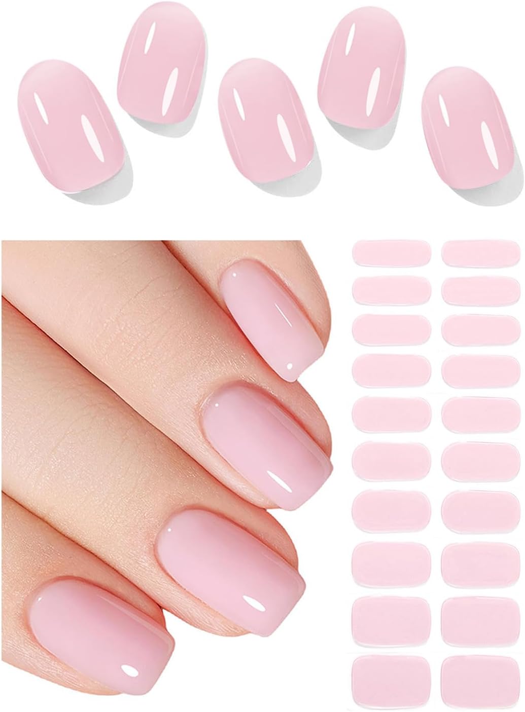 Wahrshei Vernis Autocollant Ongles Uv - Rose Gélifié Autocollant Ongle Gel UV - 20pcs Film pour Ongles Autoadhésif - Gel Nail Stickers, Autocollants et Pochoirs Pour Nail Art