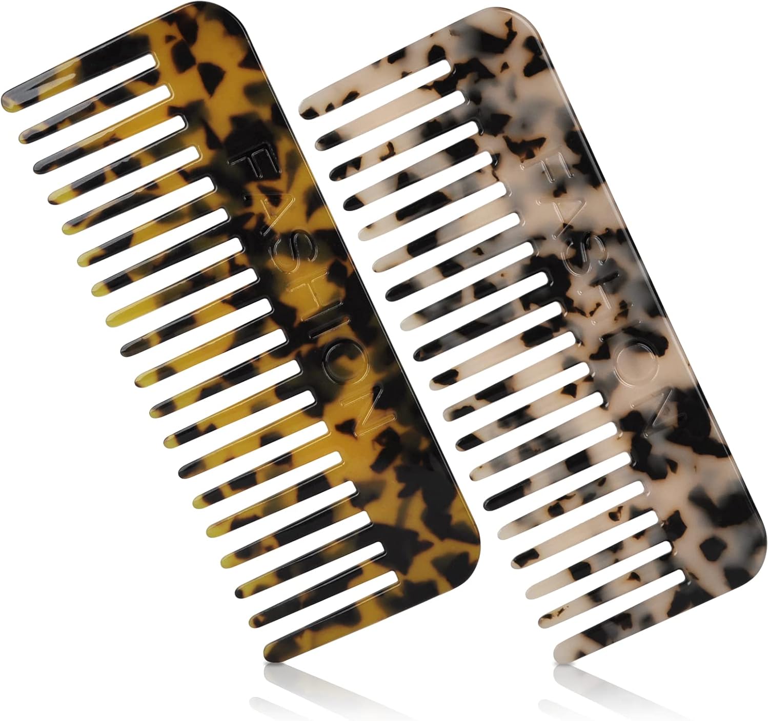 HONZUEN Peigne Démêloir Grosse Dent Large Brosse Cheveux Bouclés Résistant à la Chaleur Peignes Antistatiques en Fibre pour Cheveux Longs Mouillés ou Bouclés pour Femmes Enfants Barbier (Marron/Blanc)