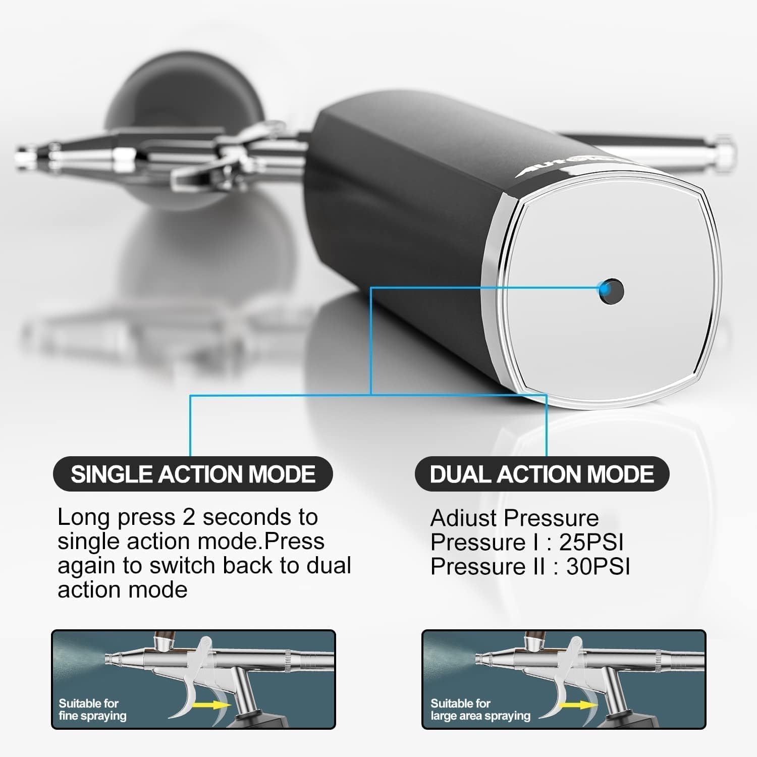 Autolock Kit aérographe 32PSI Compresseur Kit aérographe portable kit aérographe manuel rechargeable pour le maquillage, les motifs de coloration, l'art des ongles, le tatouage-4 coupes