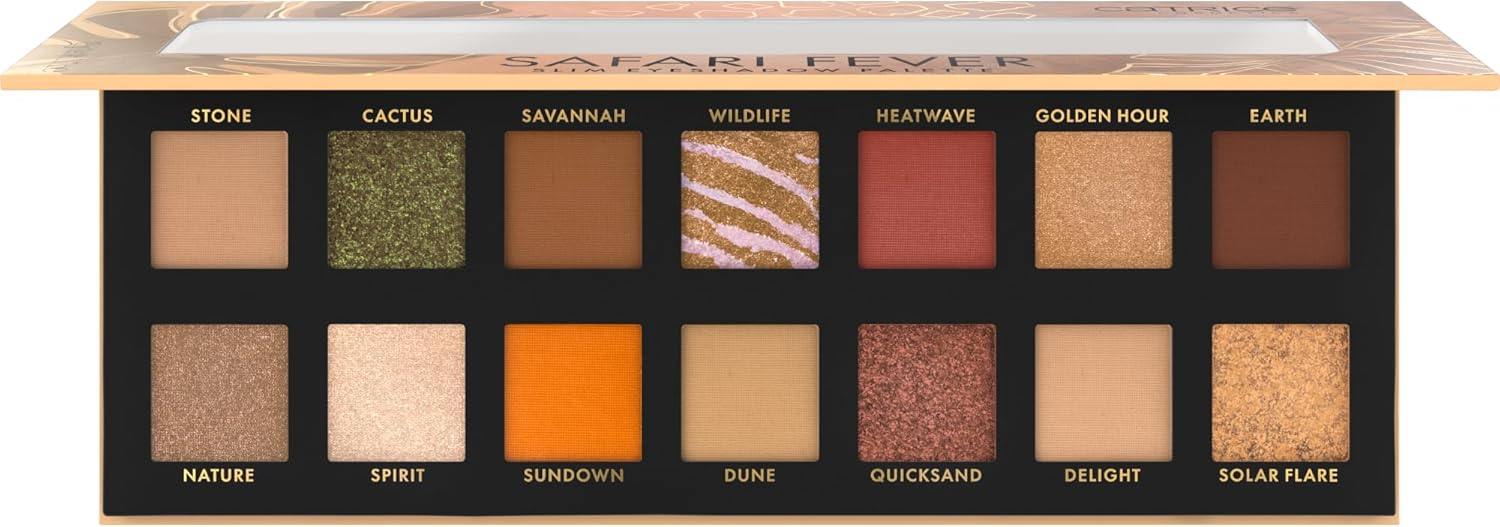 Catrice Safari Fever Slim Eyeshadow Palette de fards à paupières n° 010 Multicolore 14 couleurs Longue durée végétalien Sans particules de microplastiques Sans nanoparticules Sans parfum 10,6 g