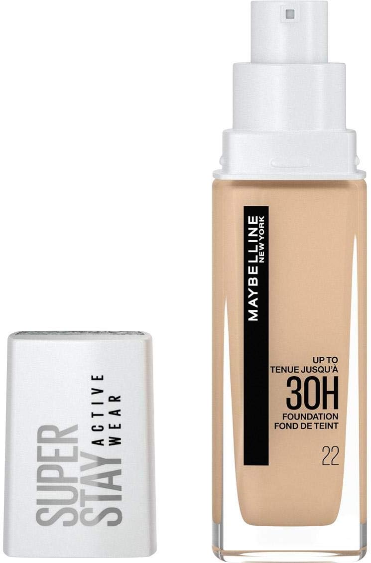New-York - Fond de Teint Liquide Longue Tenue, Sans Transfert, Haute Couvrance - Superstay Active Wear 30h - Teinte : Miel Clair (22) - Contenance : 30 ml 22 Miel Clair