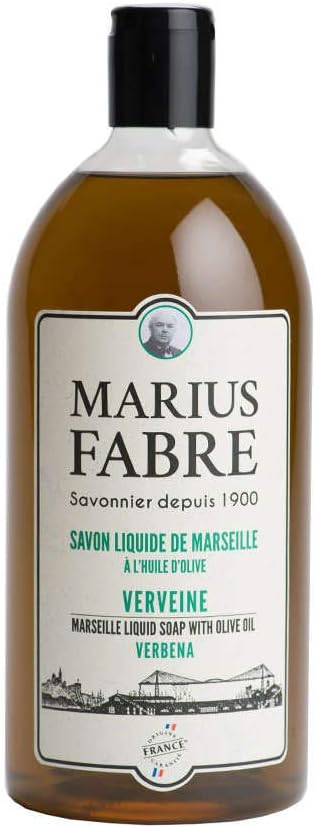 Savon Liquide de Marseille - A l'Huile d'Olive - Mains & Corps - Plus de 98% d'Ingrédients d'Origine Naturelle - Origine France Garantie - Parfum Verveine - 1L