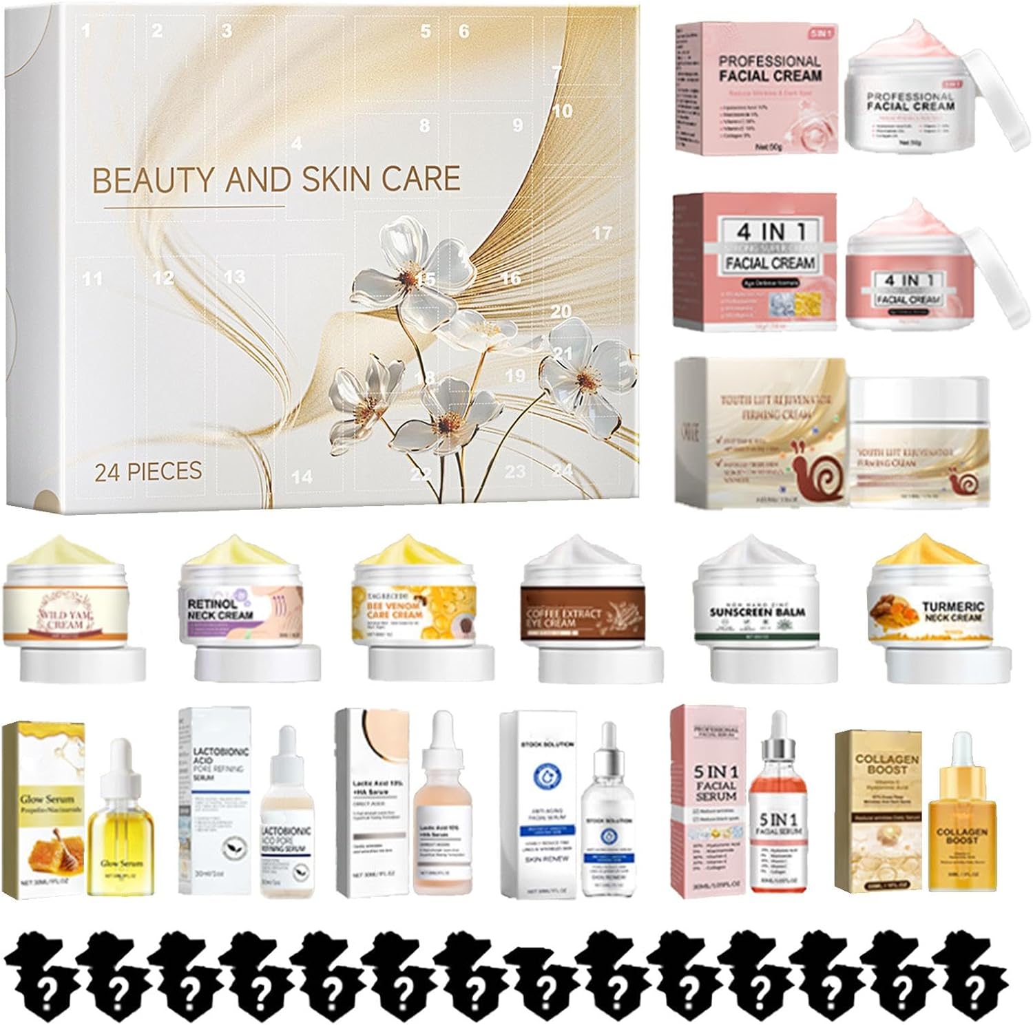 Calendrier de l'Avent cosmétique,Calendrier de l'Avent soins de la peau,Calendrier du compte à rebours de Noël - Calendrier de l'Avent maquillage 24 jours, calendrier de l'Avent