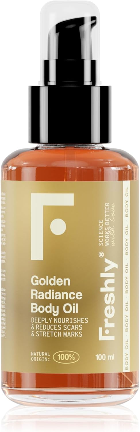 Cosmetics Huile corporelle 100% naturelle nourrit, raffermit et réduit les vergetures Golden radiance Body Oil, 100ml