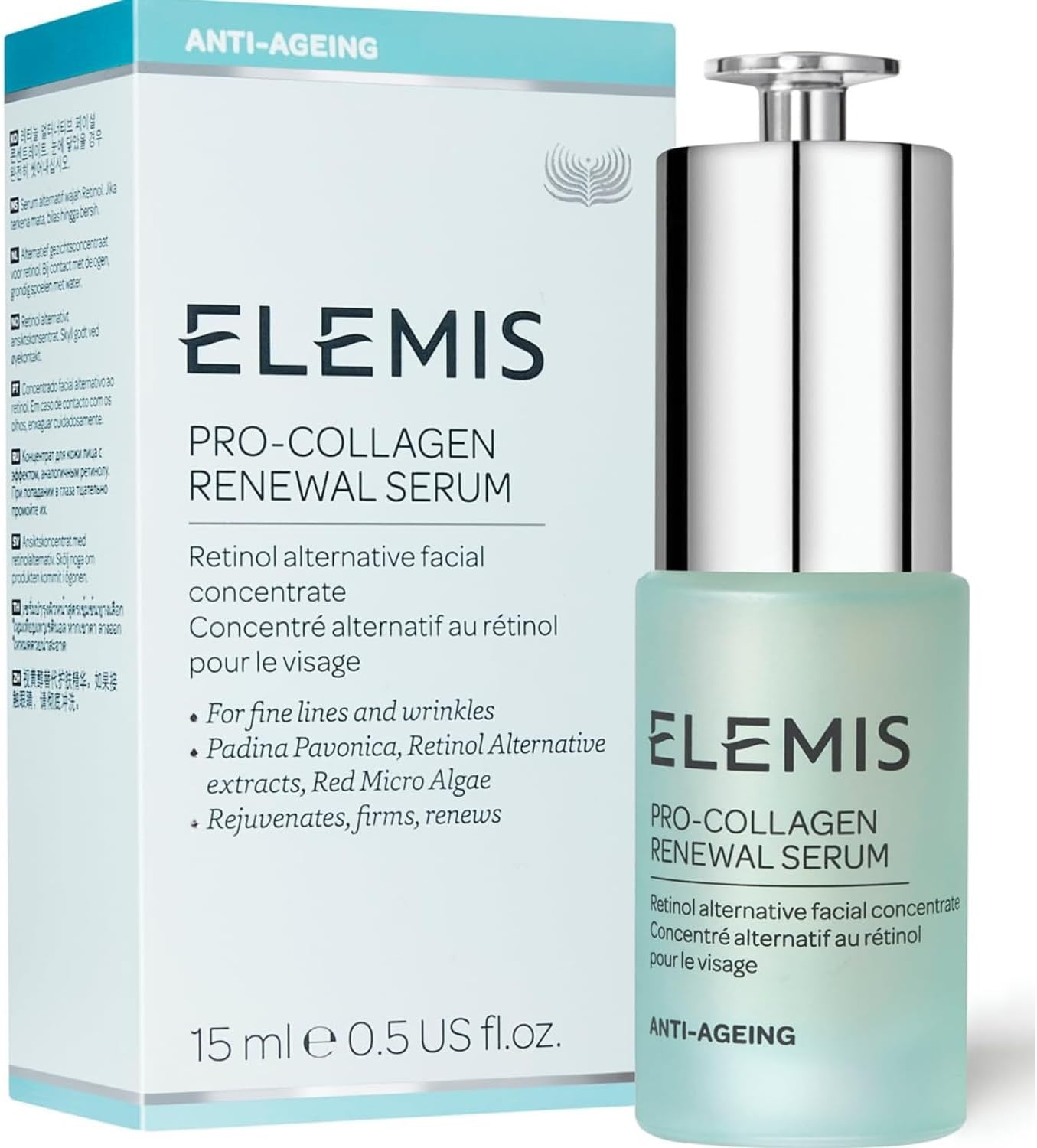 ELEMIS Sérum de renouvellement pro-collagène, puissant sérum visage anti-rides pour rajeunir, raffermir et renouveler, sérum cutané efficace pour réduire les rides et hydrater la peau, 15ml
