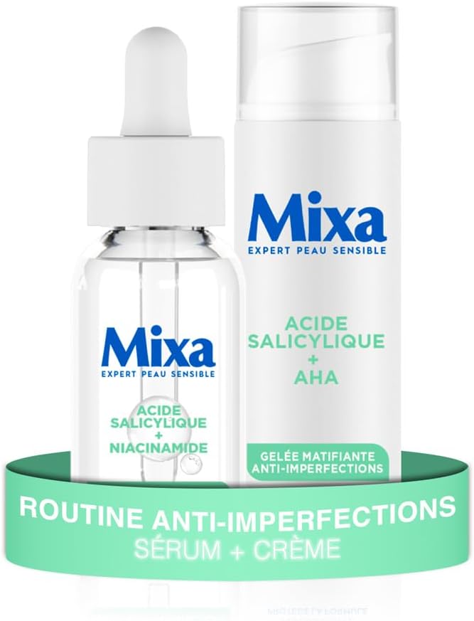 Sérum Concentré Anti-Imperfections + Gelée Matifiante Anti-imperfections - à l’Acide Salicylique et Alpha-hydroxylé - Peaux à Imperfections Mixtes à Grasses