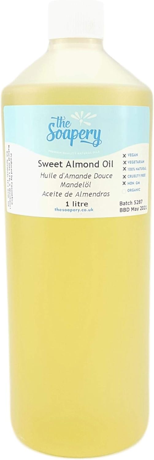 Huile d'amande douce - 1 liter produit cosmétique pour massage, aromathérapie, savons et lotions.