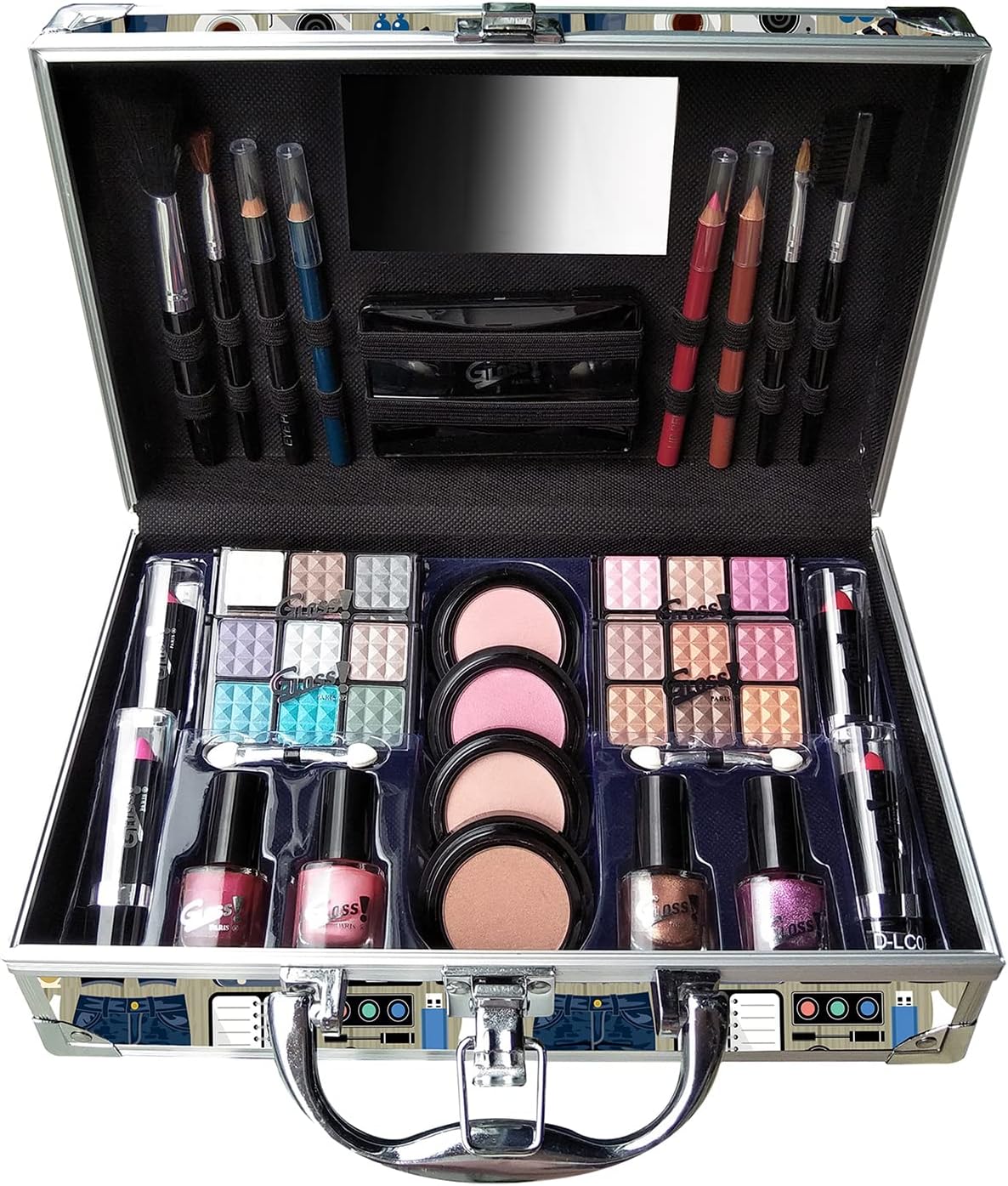 Palette de Maquillage pour Femme - 44 Pièces : Blush, Fard à Paupières, Rouge à Lèvres, Vernis à Ongles - Malette de Rangement - Organisateur - Idée de Coffret Cadeau Beauté - FASHION STREET by Gloss!