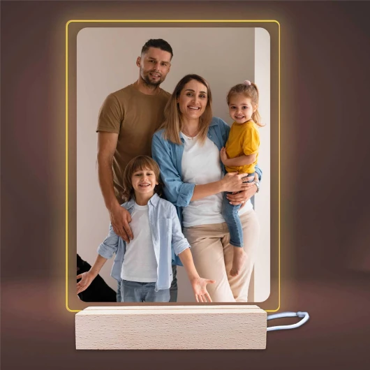 INDIGOS UG - lumière personnalisée 3D LED - haute - avec photo et texte souhaité - cadeaux LED 3D personnalisés - verre acrylique 8x14 cm - lumière en option blanc chaud