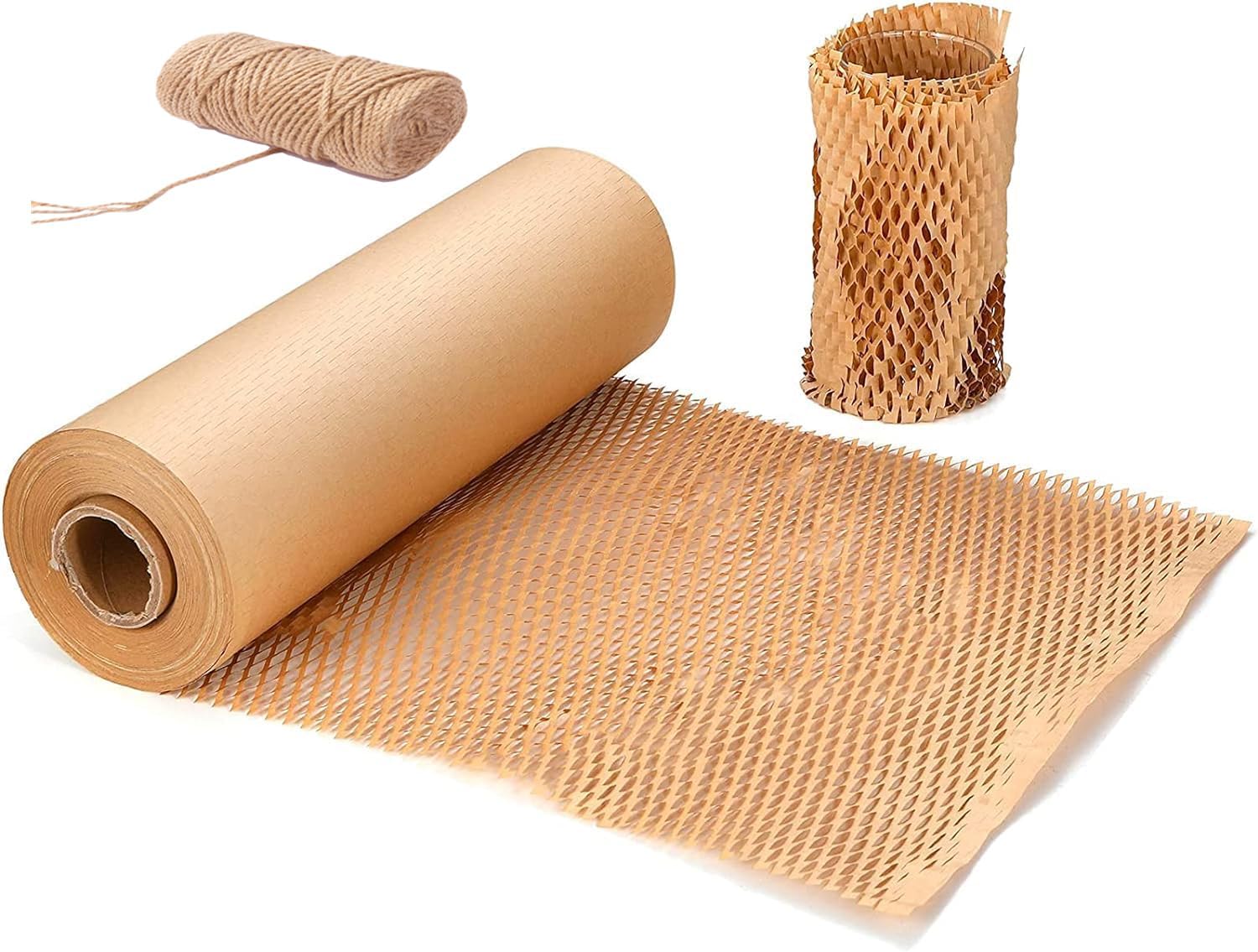 Papier demballage kraft Rouleau d'enveloppe de rembourrage en nid d'abeille ， Papier d'emballage Kraft écologique pour fragile l'emballage de déménagement de papier cadeau（30cm*50m）