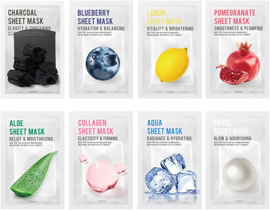 [PACK DE 8] EUNYUL Masque en feuille de Purity Masque Visage Soins de la peau coréens Ingrédients naturels pour tous les types de peau, Hydratant