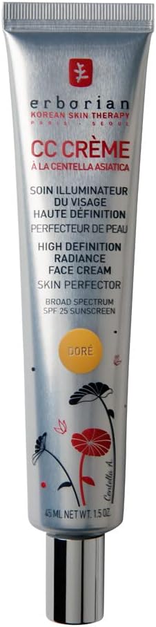 Erborian - CC Crème à la Centella Asiatica - Maquillage et Soin Illuminateur de Teint Haute Définition pour Visage - Protection Solaire SPF 25 - Soin Cosmétique Coréen
