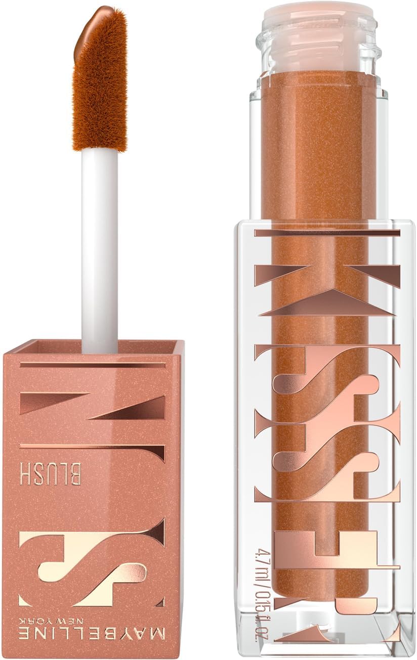 New York - Blush Liquide Illuminateur Multi-Usage - Fard à Joues, Highlighter et Bronzer - Bonne Mine - Teint Hâlé - Maquillage Glowy - SUNKISSER - Teinte : Electric Bronze - 4,7 ml
