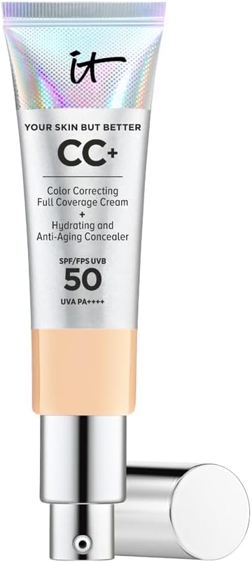 IT COSMETICS - Crème CC+ Anti-Âge Your Skin But Better - Crème Teintée Hydratante SPF 50+ - Haute Couvrance - Waterproof - Enrichie en Peptides, Collagène & Vitamines - Fini Naturel - 32 ml