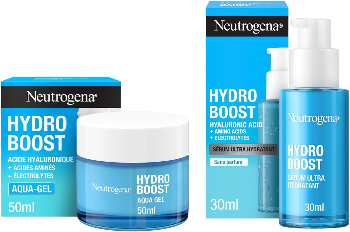 Ensemble de Soin Complet Hydro Boost (2 produits) – Sérum Ultra Hydratant Hydro Boost (flacon-pompe de 30 ml) + Aqua-Gel Hydro Boost (pot de 50 ml)