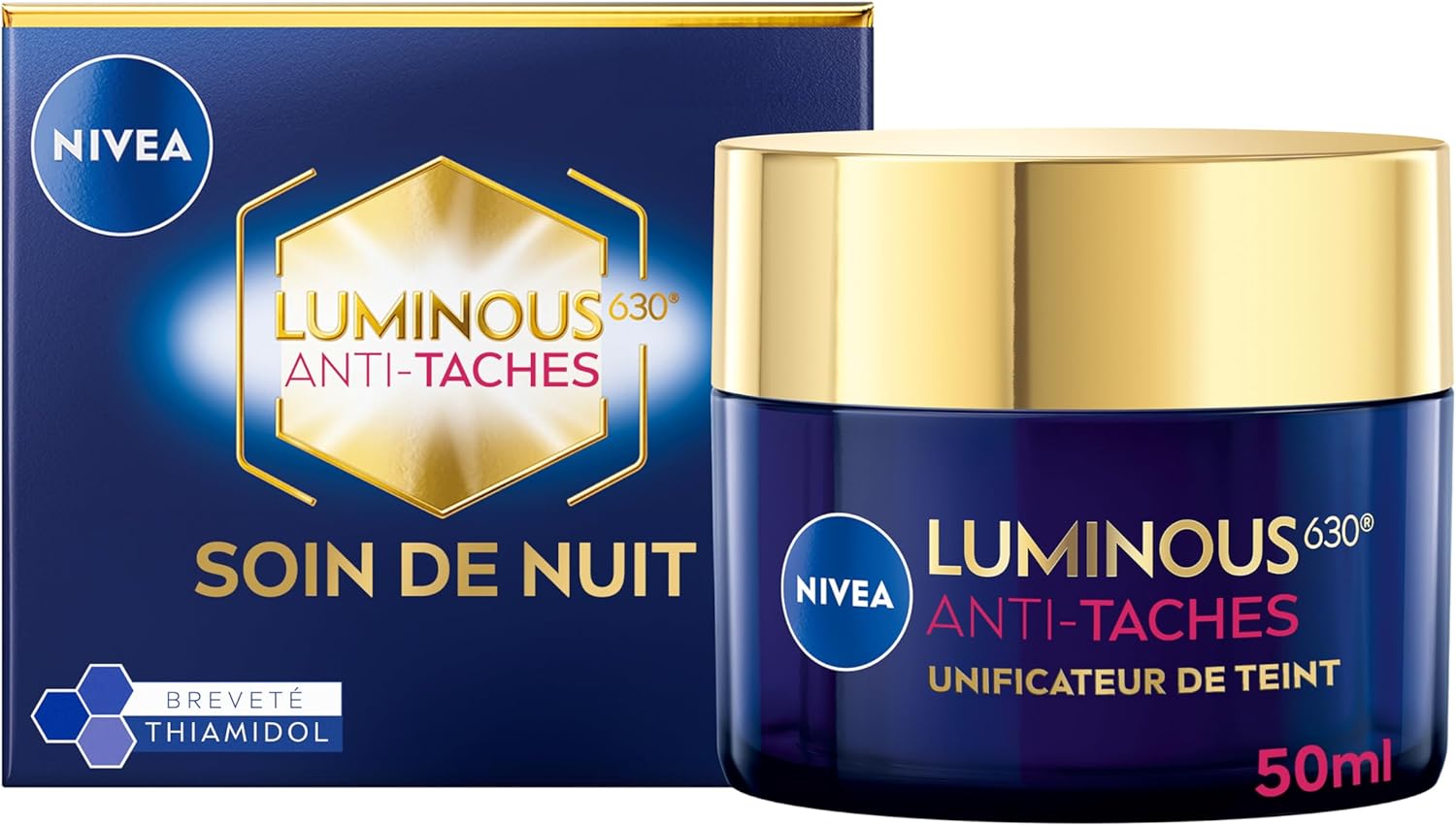 Luminous 630 Soin de nuit (1x50 ml), Crème de nuit anti taches pigmentaires au Thiamidol & Acide Hyaluronique, Soin visage anti-âge perfecteur de teint, crème visage hydratante