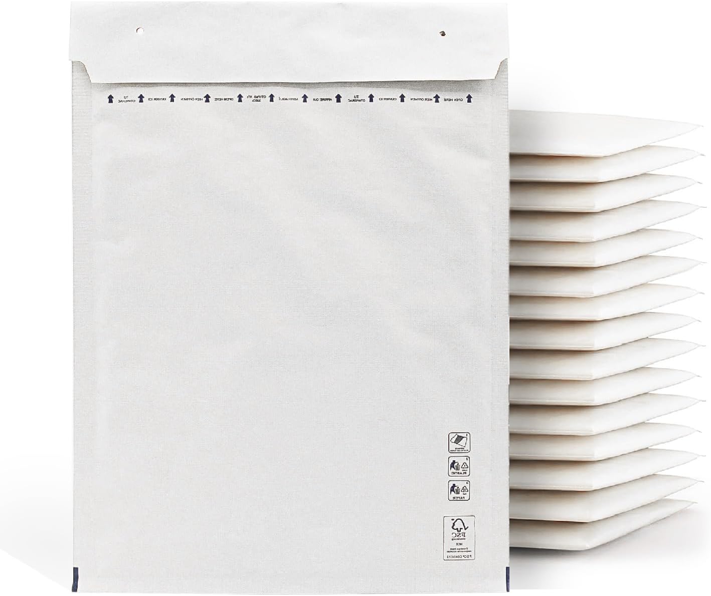 Lot de 10 enveloppes matelassées pour envoi, enveloppes bulles blanches, différentes tailles, m-office (100 x 165 mm, 100 x 165 mm)