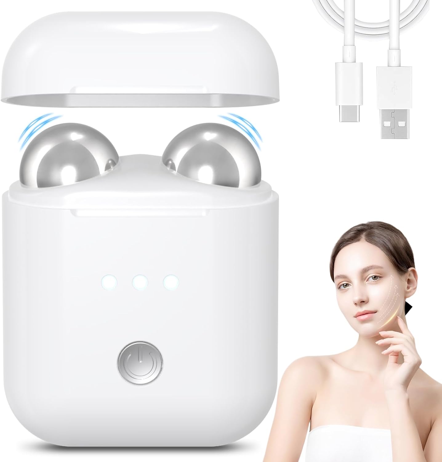 Hoakya Appareil de Beauté Lifting Visage,Masseur Visage Microcurrent & EMS Anti-Rides - Appareil Massage Raffermissement Peau - Lifting et Fermeté (Blanc)