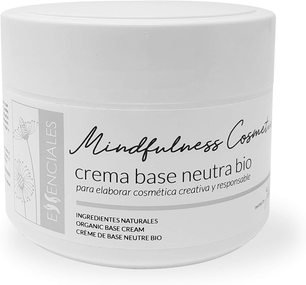 Essenciales - Mindfulness Cosmetics Crème de base neutre biologique - 300 ml - Avec des huiles biologiques d'amande, de pépins de raisin et de noix de coco.