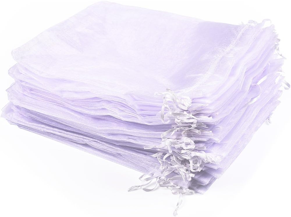 Tyhbelle 50 pièces sacs organza 20x30 cm, sachets organza sachet organza sacs cadeaux, sacs à bijoux (Blanc)