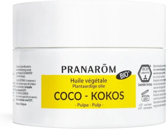 Huile Végétale Coco Bio (Eco) - 1Ère Pression à Froid de la Pulpe Fraîche de Noix de Coco - 100 ml