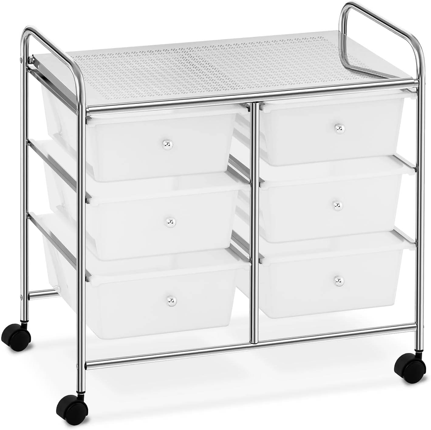Physa Chariot De Service Salon Cosmétique Beauté Coiffure Tablette sur roulettes Table Desserte Mobilier Physa RR-22 (6 Tiroirs, 60 litres, 38 kg, Acier Chromé, Plastique)