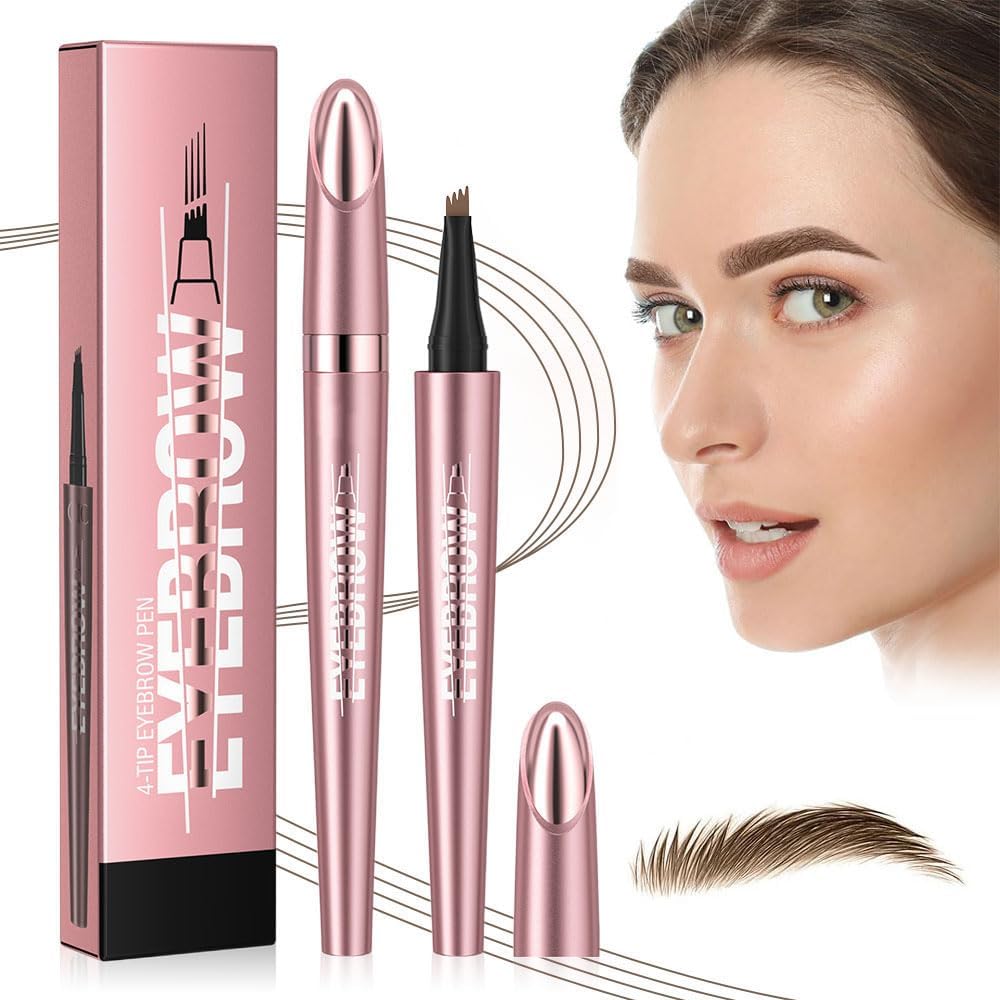 3D Magique Crayon Sourcil Waterproof imperméable avec 4 pointes de fourchette, 2025 Nouveau Micro crayon à sourcils crée sans effort des sourcils d'apparence naturelle (01#-Brun clair)