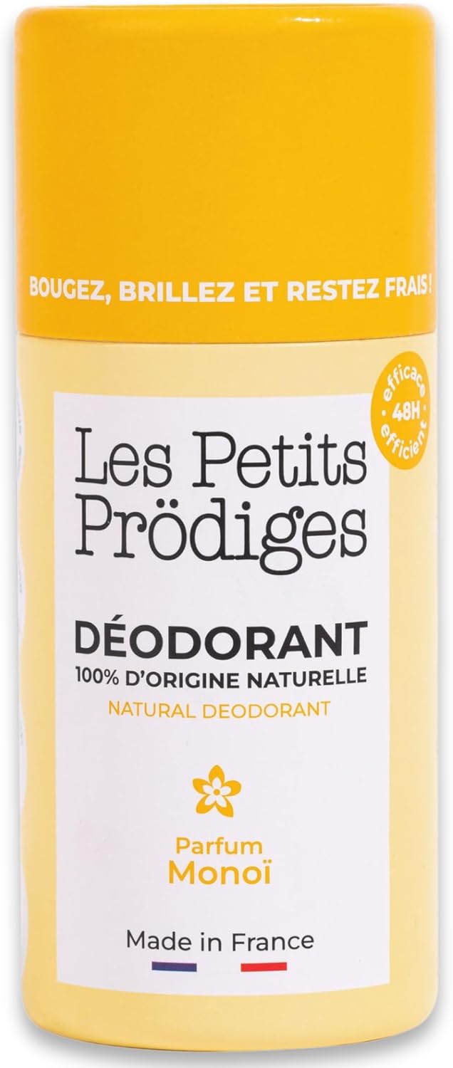 Déodorant Monoï – Solide, Efficacité 48H – 100% naturel - Tout Type de Peau - Sans Alcool Conservateur Aluminium Parabène - Peau sensible - Fabriqué en France - Vegan - LES PETITS PRODIGES
